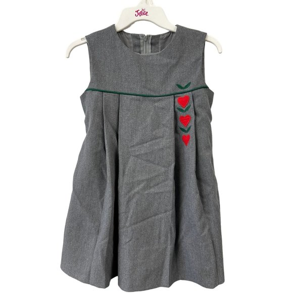 Florence Eiseman Other - Vtg 80s Florence Eiseman Gray Dutch Pleated Heart Dress Sleeveless Size 5 Girls